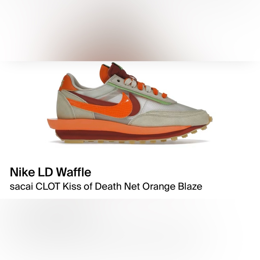 Nike LD Waffle Sacai CLOT KISS of death net orange blaze